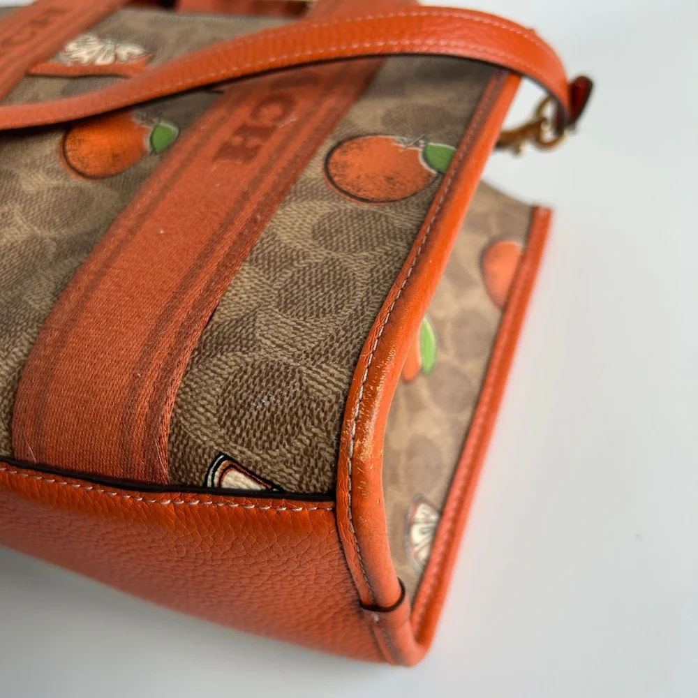 Coach Smith Tote 24 Orange Print Signature Canvas Crossbody Handbag CAR81
